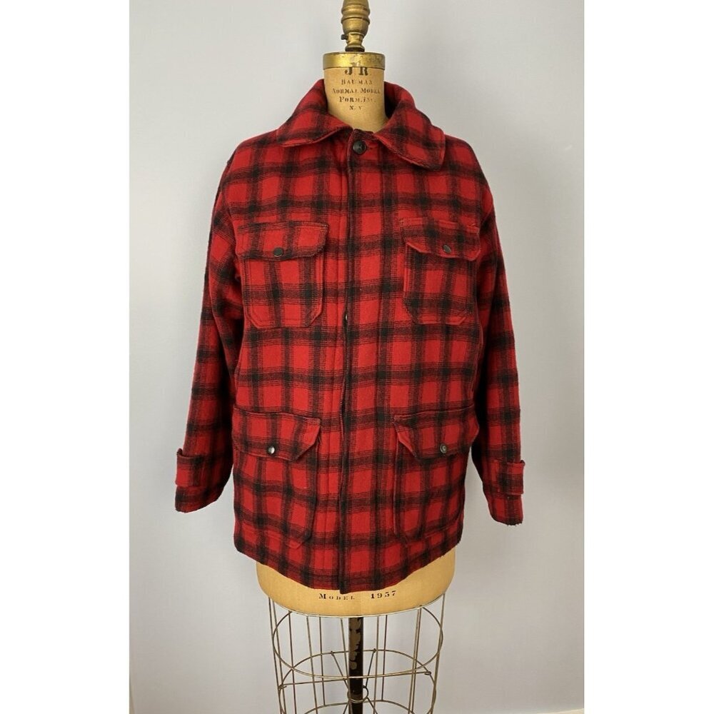 Vintage Woolrich Buffalo Plaid Wool Insulated Wool Hunting Jacket Size 40 Lined